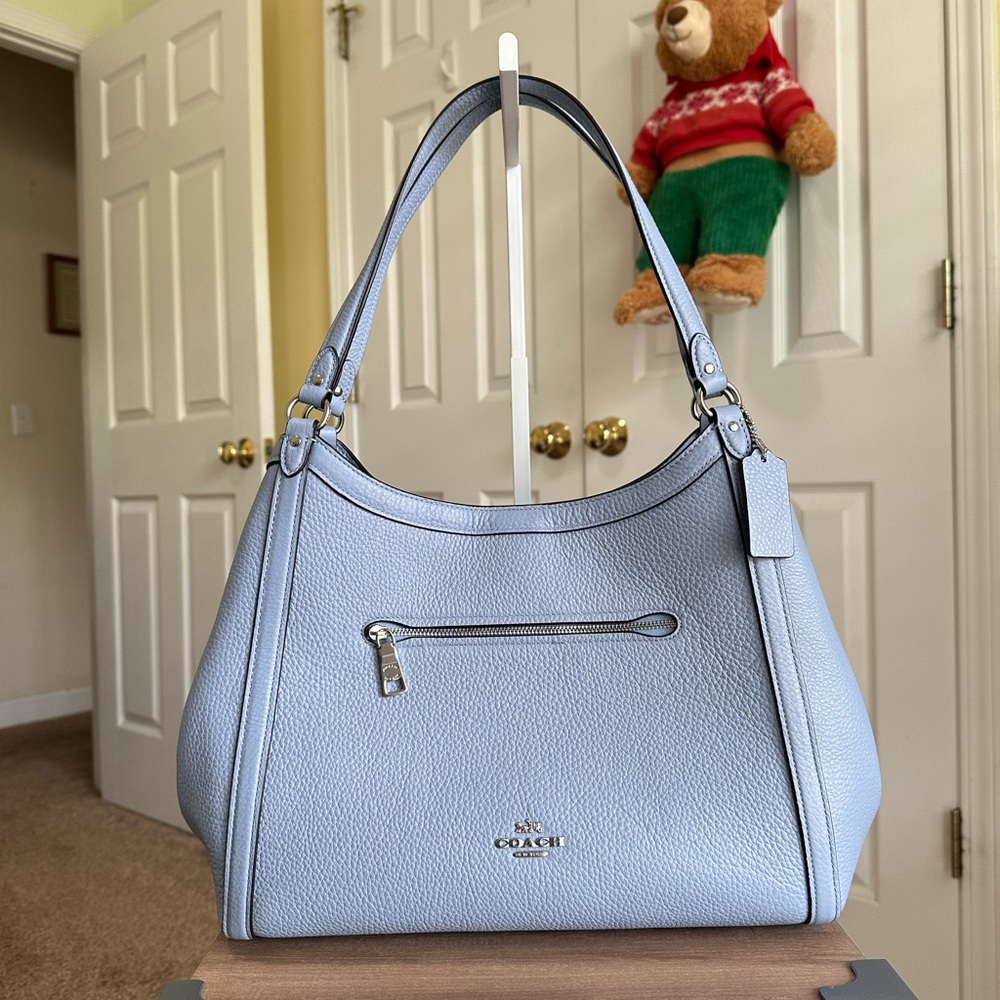 Sold- Coach Kristy Marble Blue Leather Large Shoulder Bag, New with Tag, #C6231 - Picture 2 of 12